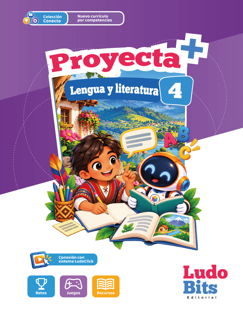 Portada de Proyecta+ Lengua y Literatura de 4.º EGB