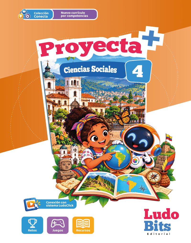 Portada de Proyecta+ Ciencias Sociales de 4.º EGB